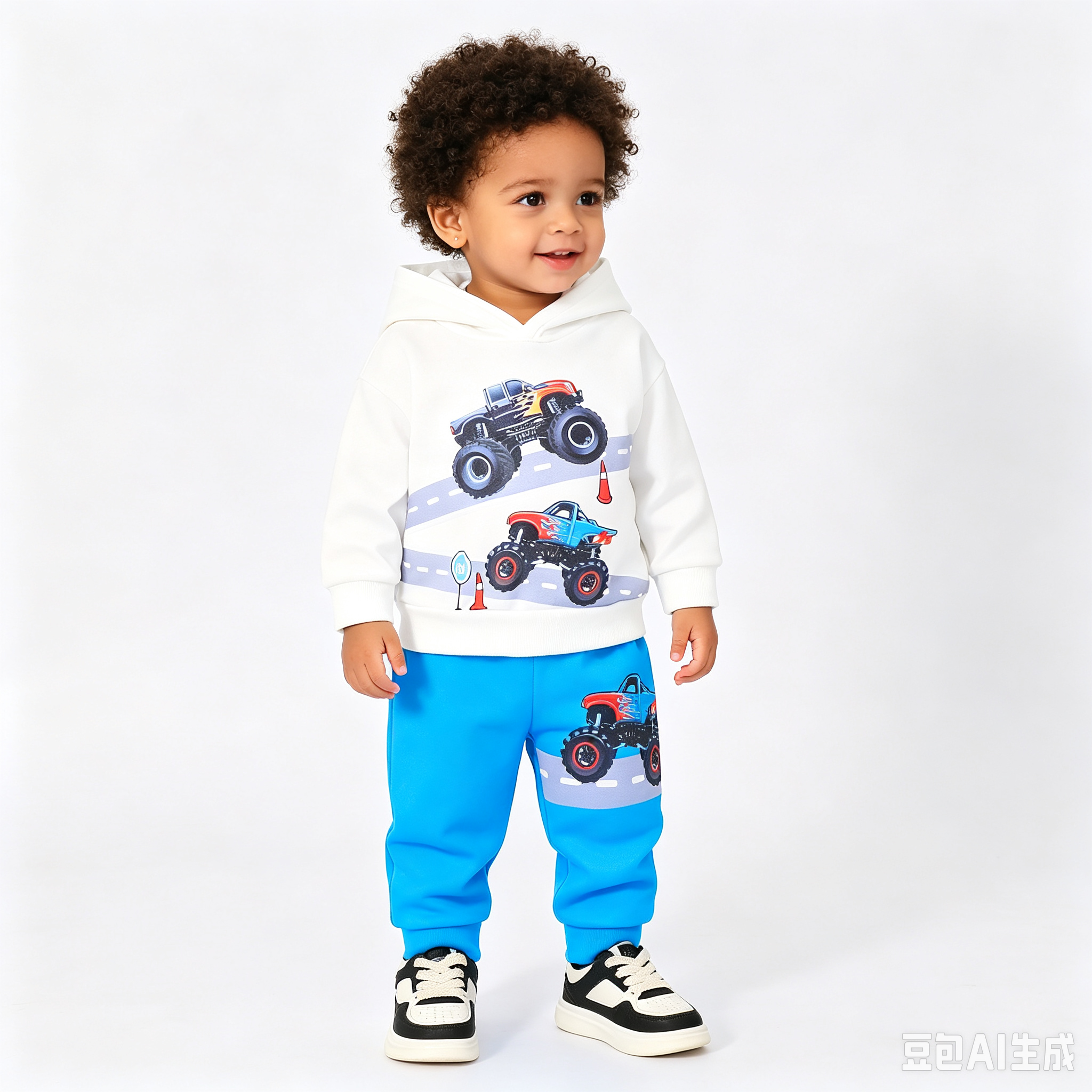 Toddler Baby Boy 2 Piece Outfit Set, Cartoon Race Car Dinosaur Bear Monster Truck Print Hoodie Sweatshirt + Elastic Sweatpants, Kids Boys Fall Casual Clothing Sets