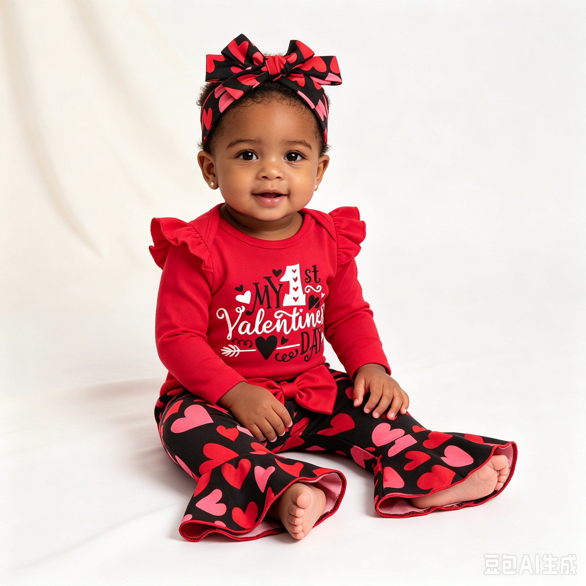 Sarah Valentines Baby Girls Clothes Newborn Infant Baby Girls Outfits Long Sleeve Ruffle Romper Flared Pants Headband Sets 1-24 Months