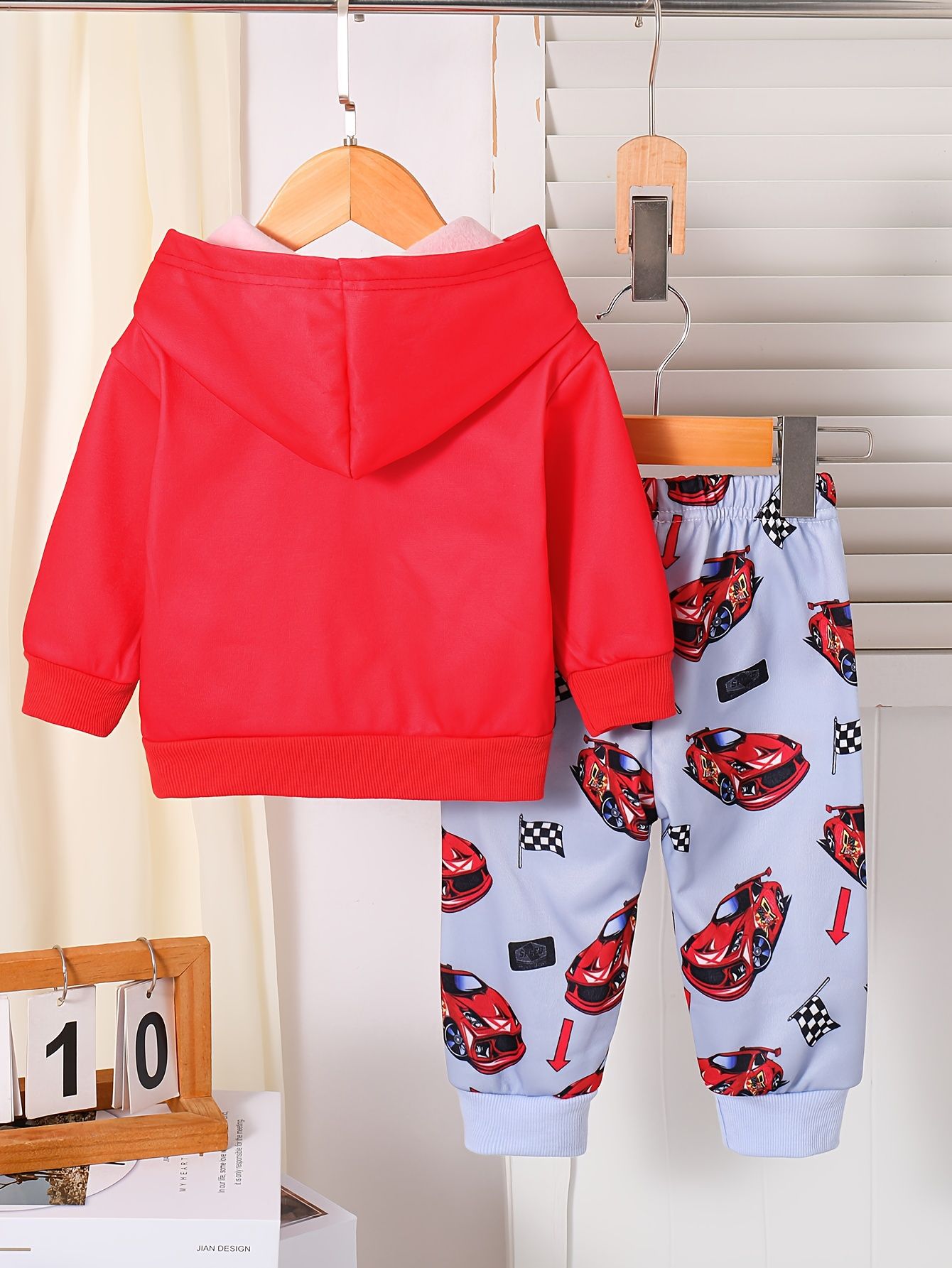 Toddler Baby Boy 2 Piece Outfit Set, Cartoon Race Car Dinosaur Bear Monster Truck Print Hoodie Sweatshirt + Elastic Sweatpants, Kids Boys Fall Casual Clothing Sets