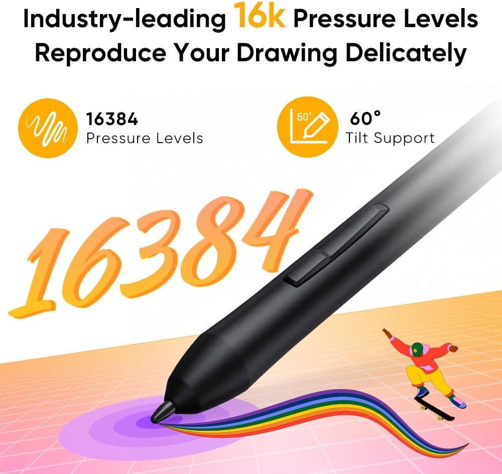 XPPen Deco 640  Drawing Tablet with 16384 Pressure Levels IT640 Digital Graphic Art Tablet Battery-Free Stylus 60° Tilt Support OSU Drawing Pad for Beginner Compatible with Android Windows macOS