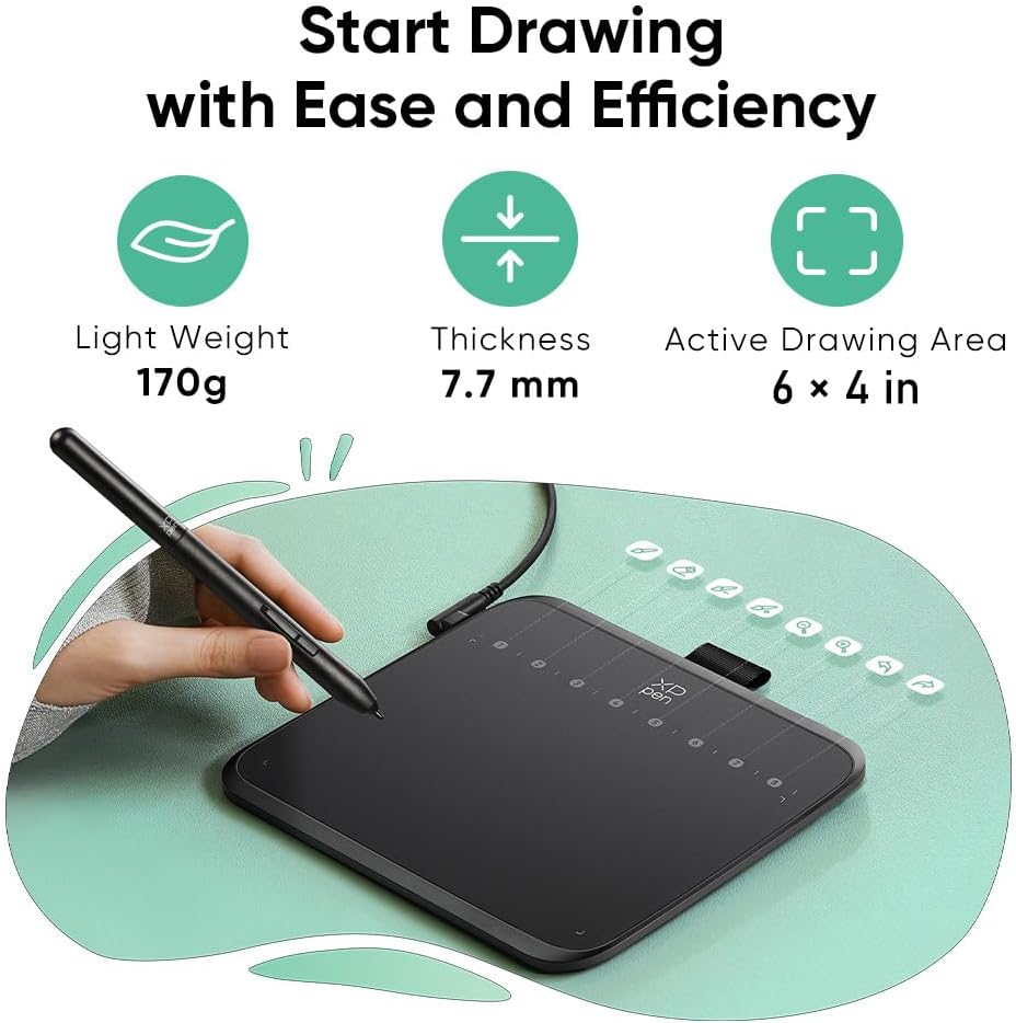 XPPen Deco 640  Drawing Tablet with 16384 Pressure Levels IT640 Digital Graphic Art Tablet Battery-Free Stylus 60° Tilt Support OSU Drawing Pad for Beginner Compatible with Android Windows macOS