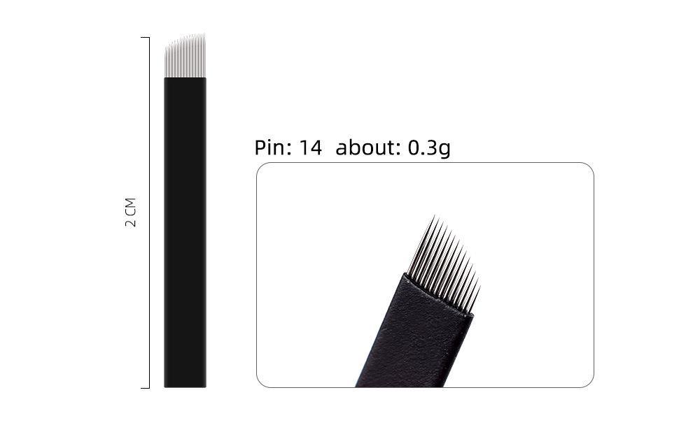 Fine Black Skin Tattoo Needle Sheet, Good for Manual Eyebrow Tattooing, U-shaped 18-needle Fine Eyebrow Shaving Blade