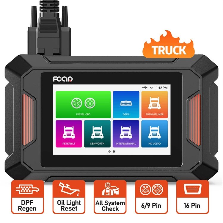 FCAR F801 Heavy Duty Truck Diagnostic Tool for Diesel Engines, DPF Regeneration, US Truck Scanner, 24V, Overseas Version