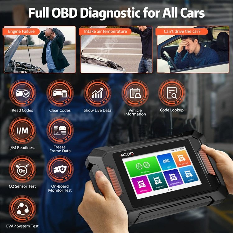 FCAR F801 Heavy Duty Truck Diagnostic Tool for Diesel Engines, DPF Regeneration, US Truck Scanner, 24V, Overseas Version
