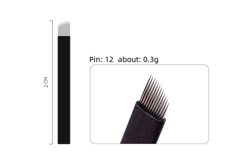 Fine Black Skin Tattoo Needle Sheet, Good for Manual Eyebrow Tattooing, U-shaped 18-needle Fine Eyebrow Shaving Blade