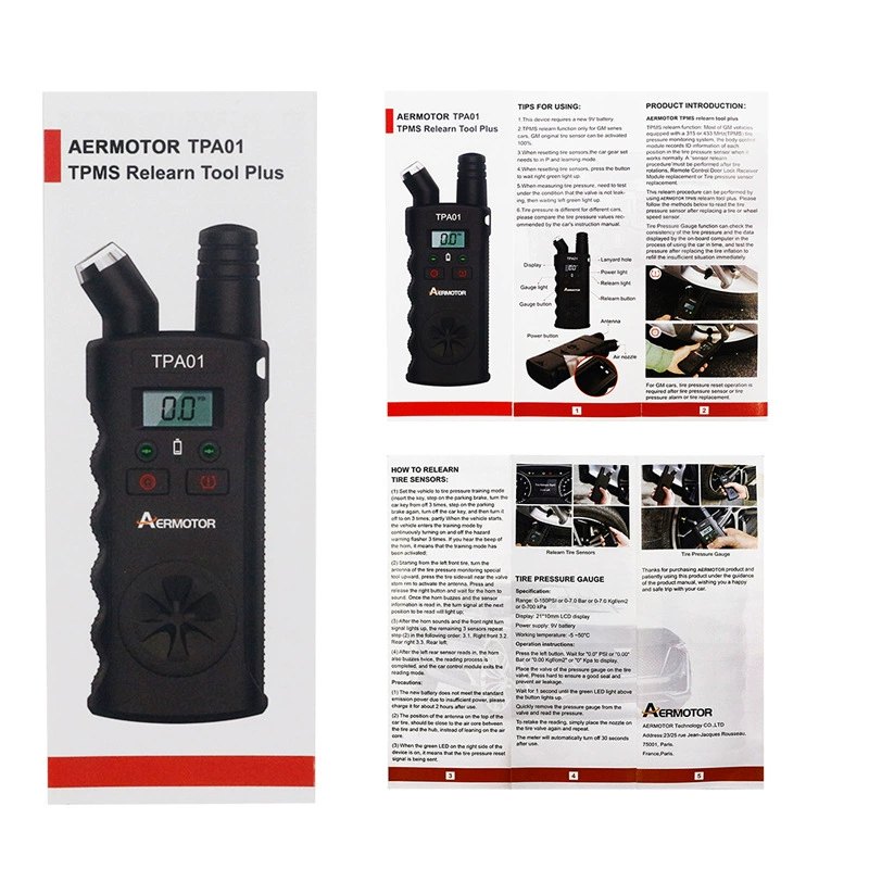 TPMS Relearn Tool Plus Digital Tire Pressure Gauge 150 PSI 2-in-1 Car Diagnostic Scanner for Auto Maintenance, Universal Fit, Black