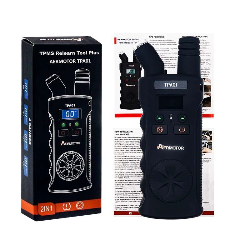 TPMS Relearn Tool Plus Digital Tire Pressure Gauge 150 PSI 2-in-1 Car Diagnostic Scanner for Auto Maintenance, Universal Fit, Black