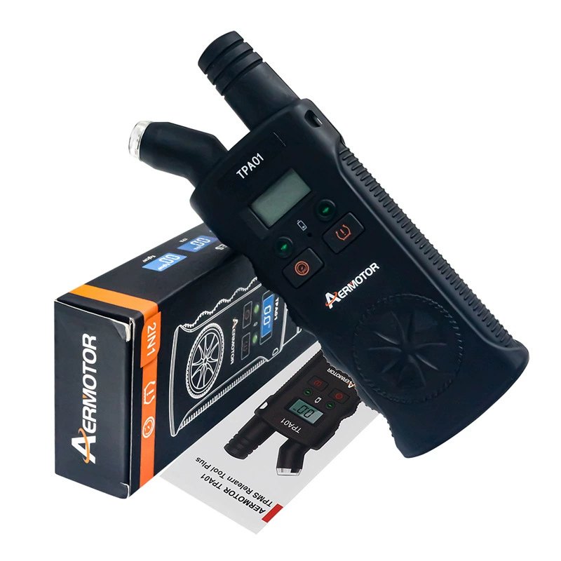 TPMS Relearn Tool Plus Digital Tire Pressure Gauge 150 PSI 2-in-1 Car Diagnostic Scanner for Auto Maintenance, Universal Fit, Black