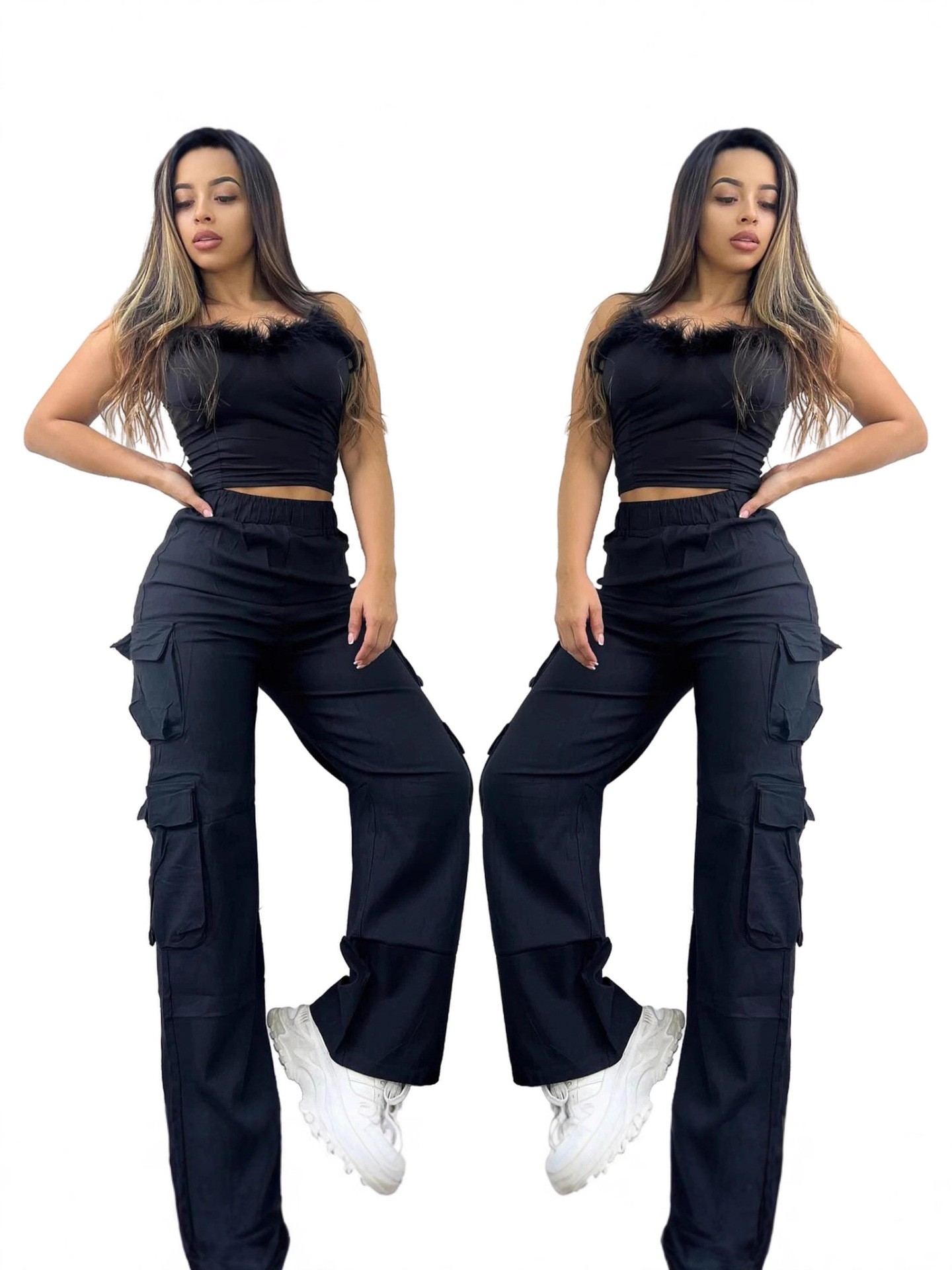 Women's High-Waist Wide-Leg Cargo Pants with Multi-Pockets | Casual Hot Girl Trousers