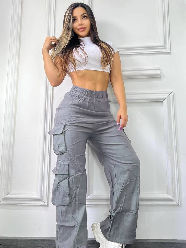 Women's High-Waist Wide-Leg Cargo Pants with Multi-Pockets | Casual Hot Girl Trousers