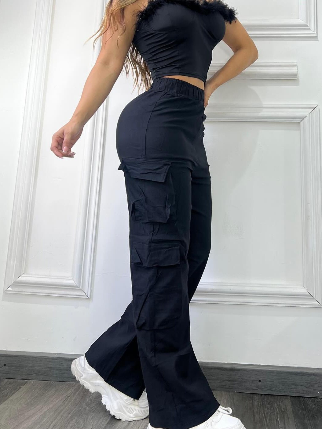 Women's High-Waist Wide-Leg Cargo Pants with Multi-Pockets | Casual Hot Girl Trousers