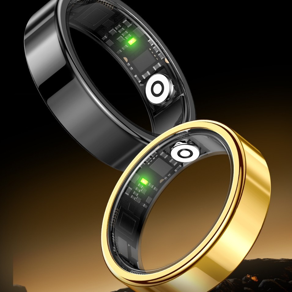 Smart Ring 6.8mm Heart Rate Blood Oxygen Sleep Monitor Health Tracker Bluetooth Fitness Ring for Men Women, Sizes 8-13, Android iOS