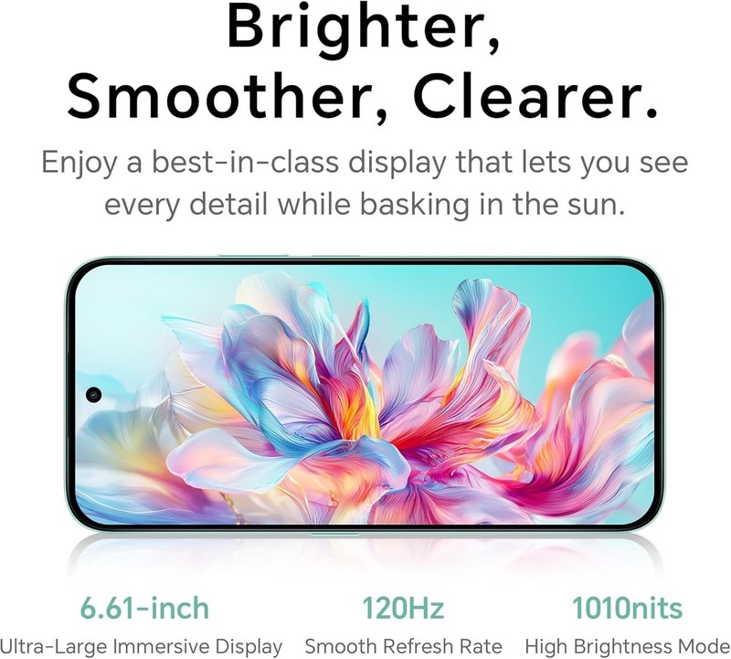 Brand New Honor X6C 128GB+12GB(6+6)GB 120Hz 6.74" Display MediaTek Helio G81 50MP Main Camera 5300mAh Massive Battery IP64 Waterproof 4G Smart Phones Midnight Black