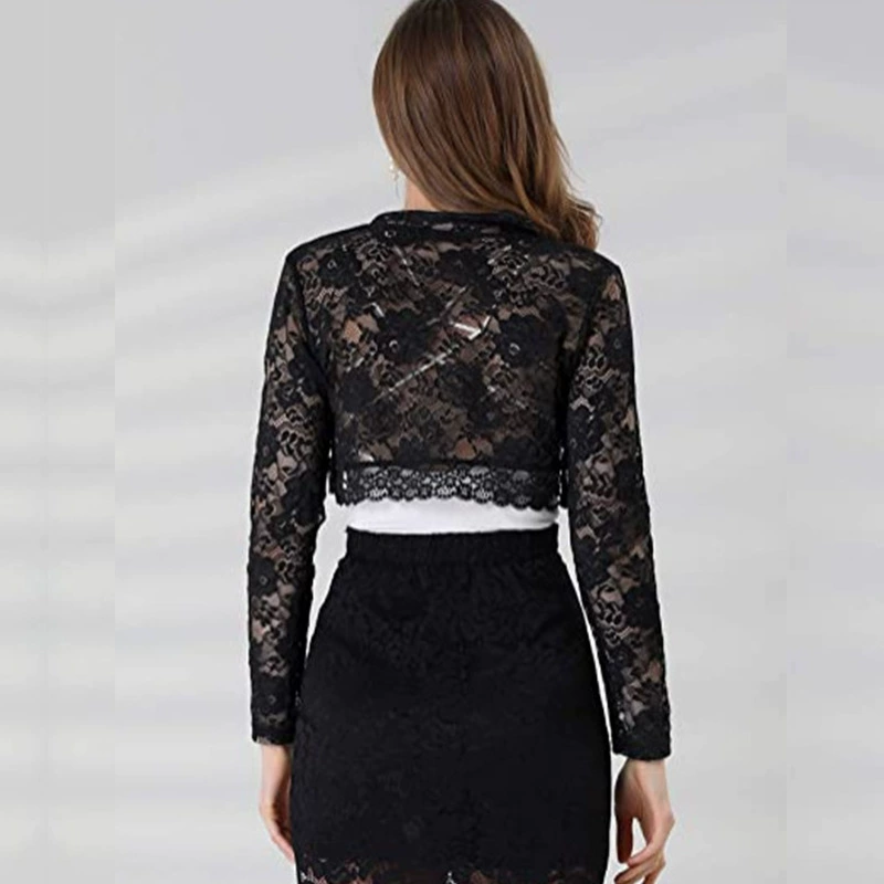 New Fashion Women's Spring and Autumn Women's Loose Casual Solid Color Lace Inch Shirt