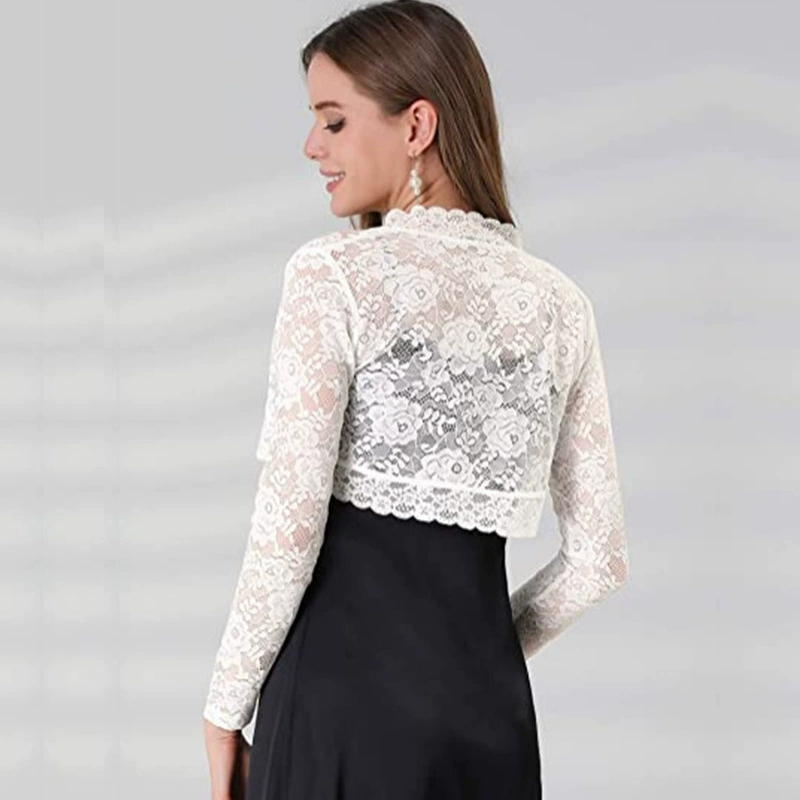 New Fashion Women's Spring and Autumn Women's Loose Casual Solid Color Lace Inch Shirt