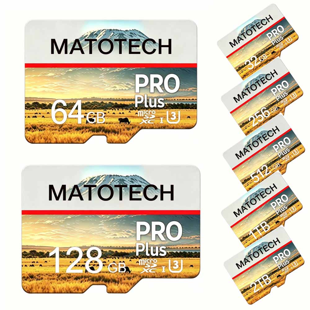 MATOTECH 32GB 64GB 128GB 256GB 512GB 1TB 2TB PRO Plus U3 SDXC Flash Memory Card 32G 64G 128G 256G Class 10 MicroSD Mini Micro TF SD Card for Cell Phones Laptops Cameras