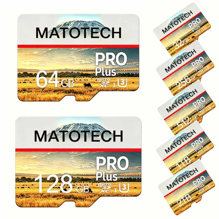 MATOTECH 32GB 64GB 128GB 256GB 512GB 1TB 2TB PRO Plus U3 SDXC Flash Memory Card 32G 64G 128G 256G Class 10 MicroSD Mini Micro TF SD Card for Cell Phones Laptops Cameras