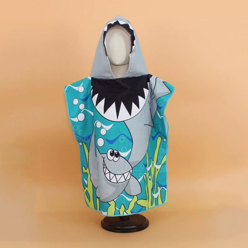 Baby Kids Hooded Bath Towel Soft Cartoon Bathrobe Quick Dry Absorbent Towel for Bath Time