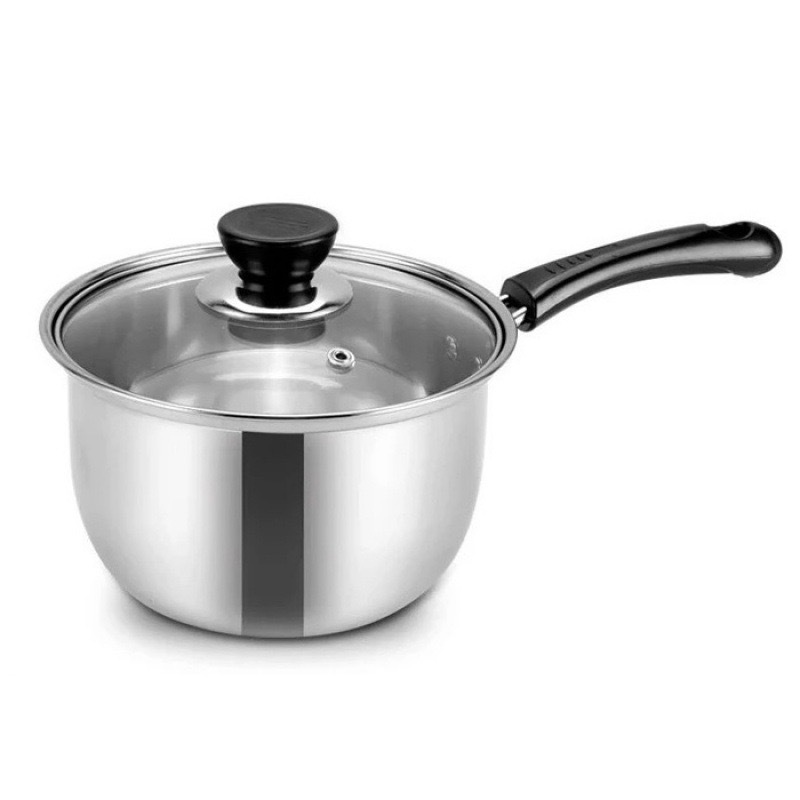 Set of 12PCS Non-stick Stainless Steel Cookware Set Cooking Pot Set Sufuria Set (3PCS 16/18/20CM Pots+3PCS Glass Lids+6pcs cookware accessories)