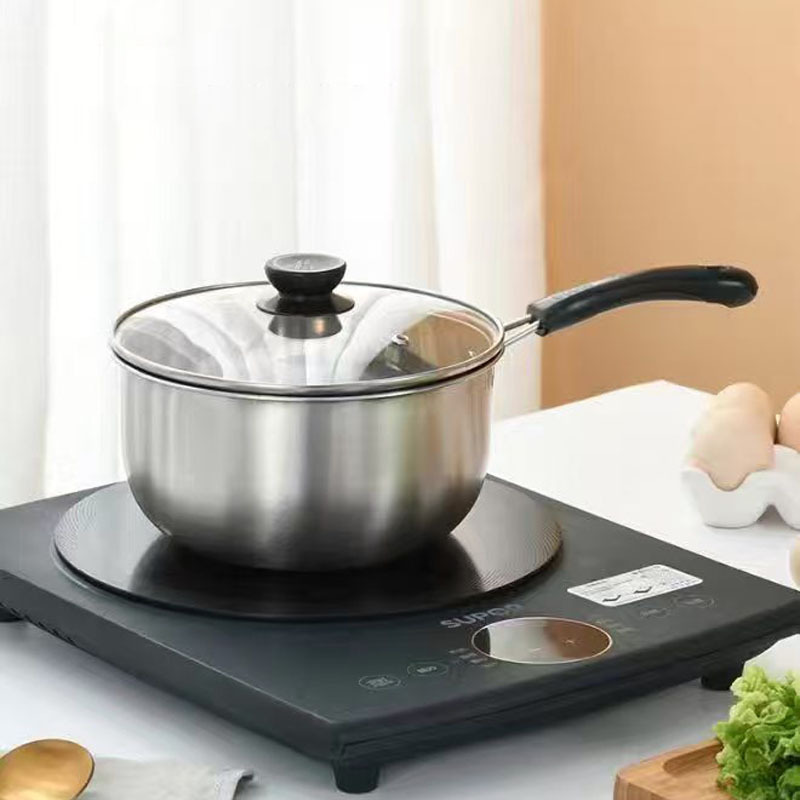 Set of 12PCS Non-stick Stainless Steel Cookware Set Cooking Pot Set Sufuria Set (3PCS 16/18/20CM Pots+3PCS Glass Lids+6pcs cookware accessories)