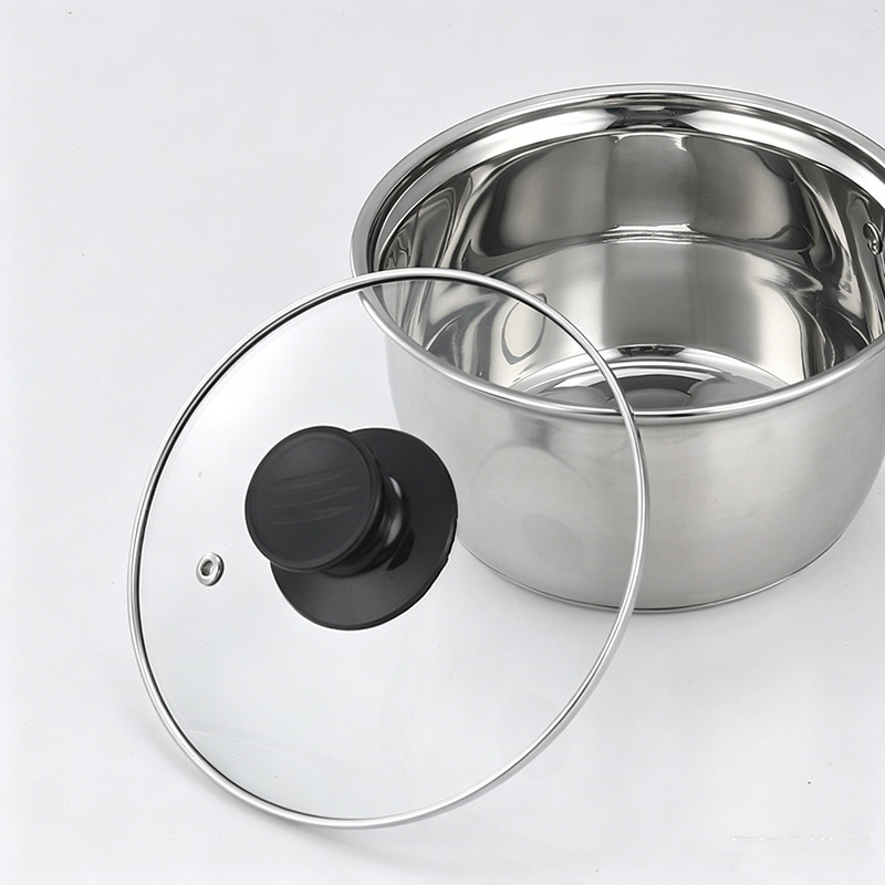 Set of 12PCS Non-stick Stainless Steel Cookware Set Cooking Pot Set Sufuria Set (3PCS 16/18/20CM Pots+3PCS Glass Lids+6pcs cookware accessories)