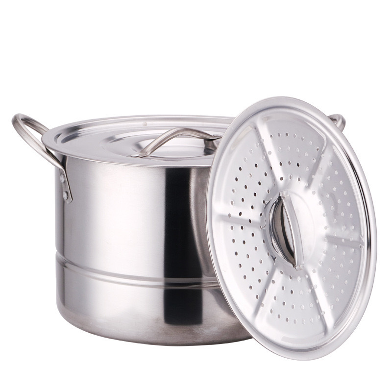 Set of 28PCS Non-stick Stainless Steel Cookware Set Cooking Pot Set Sufuria Set (4PCS 24-26-28-30CM Pots+4PCS Stainless Steel Lids+1pc kettle with lid +18pcs cookware accessories)