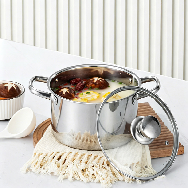Set of 2PCS  24CM Non-stick  Stainless Steel Multipurpose Pot   With Glass Lids