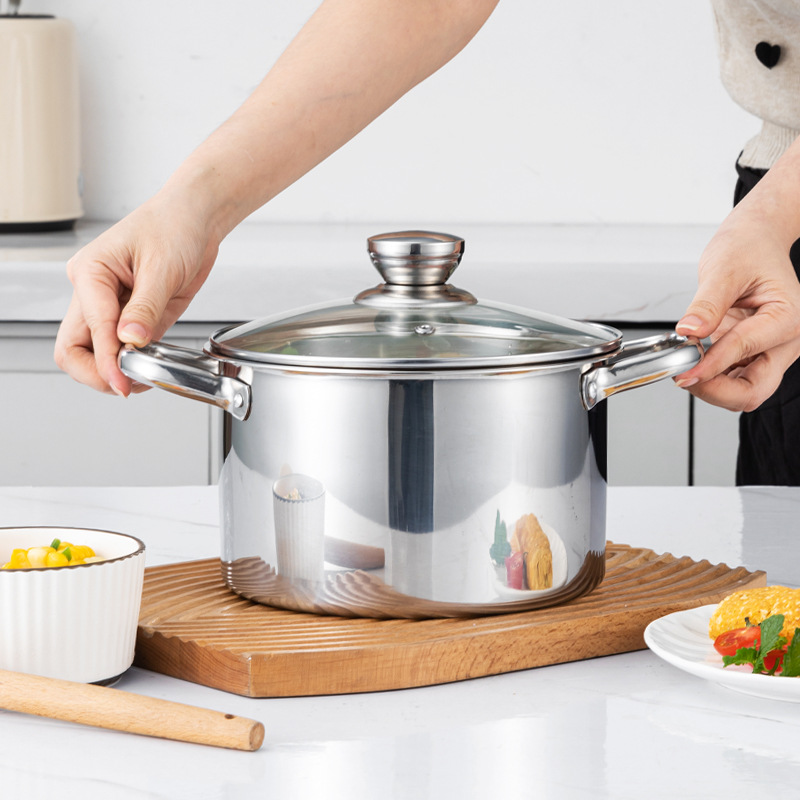 Set of 2PCS  24CM Non-stick  Stainless Steel Multipurpose Pot   With Glass Lids