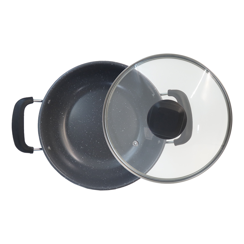 HotChef Set of 6PCS Non-stick Iron Marble Coating Cookware Set  Sufuria Set Cooking Pot Soup Pots Set Suitable for Induction Cookers (3PCS 22/24/26CM Pots+3PCS Lids) TTG123