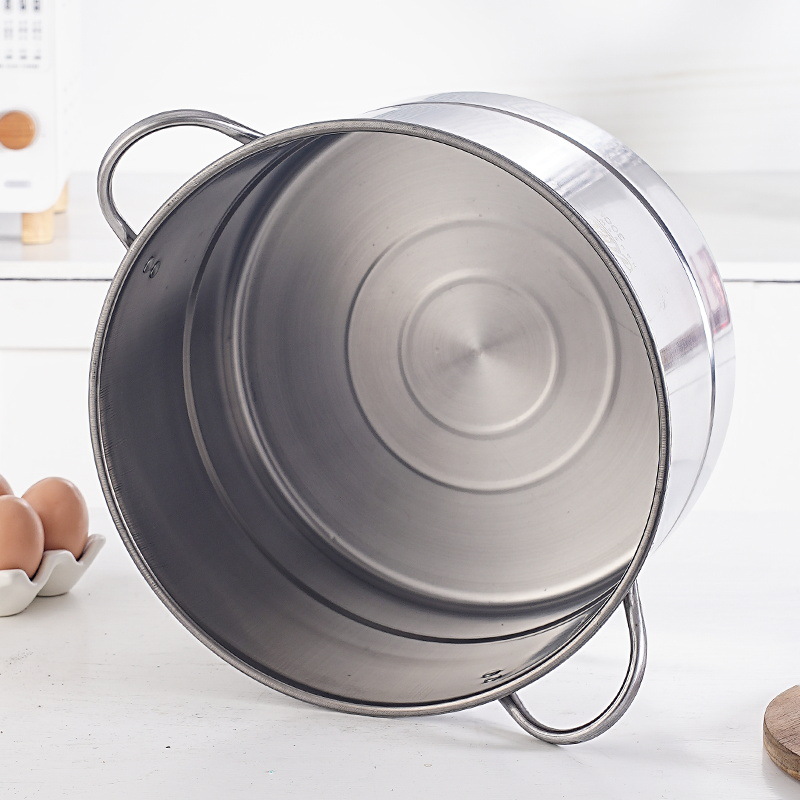 Set of 28PCS Non-stick Stainless Steel Cookware Set Cooking Pot Set Sufuria Set (4PCS 24-26-28-30CM Pots+4PCS Stainless Steel Lids+1pc kettle with lid +18pcs cookware accessories)