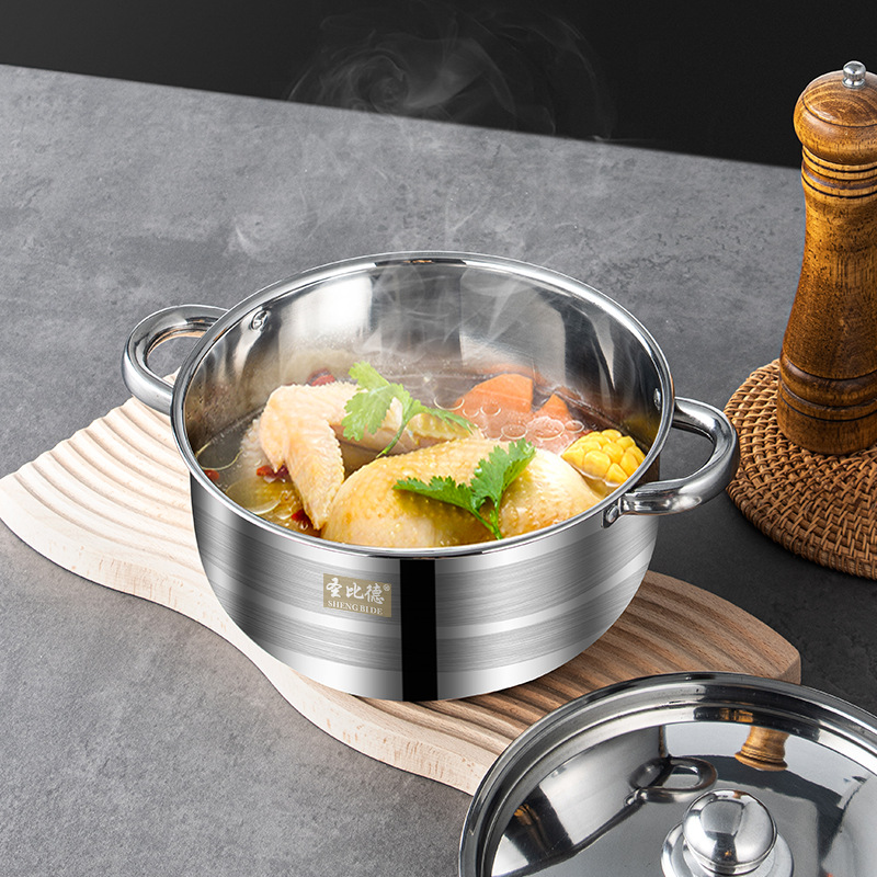 Set of 8PCS Non-stick Stainless Steel Cookware Set Cooking Pot Set Sufuria Set (4PCS 20/22/24/26CM Pots+4PCS Stainless Steel  Lids)