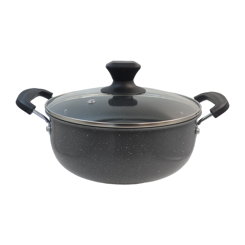HotChef Set of 6PCS Non-stick Iron Marble Coating Cookware Set  Sufuria Set Cooking Pot Soup Pots Set Suitable for Induction Cookers (3PCS 22/24/26CM Pots+3PCS Lids) TTG123