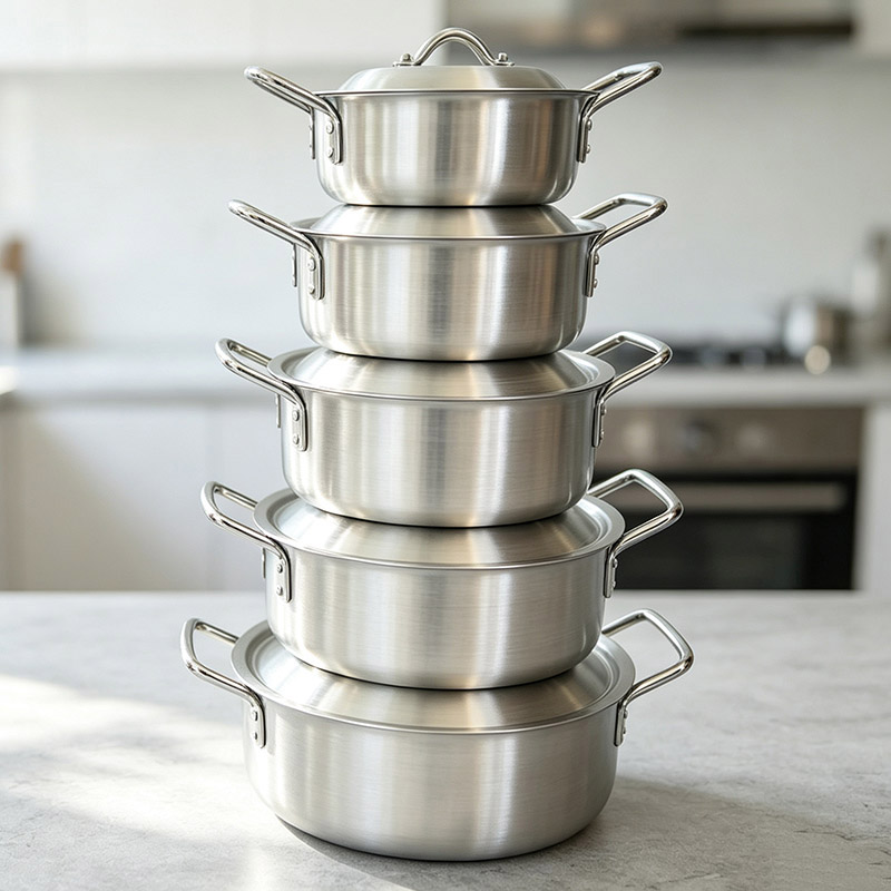 【On Sale】Set of 10PCS  Aluminum Non Stick Cookware Set Sufuria Set Nonstick Pots Soup Pot Milk Pot  Set (5PCS 18/20/22/24/26 CM Pots +5PCS Lids)