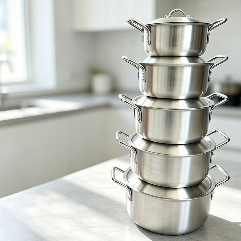 【On Sale】Set of 10PCS  Aluminum Non Stick Cookware Set Sufuria Set Nonstick Pots Soup Pot Milk Pot  Set (5PCS 18/20/22/24/26 CM Pots +5PCS Lids)