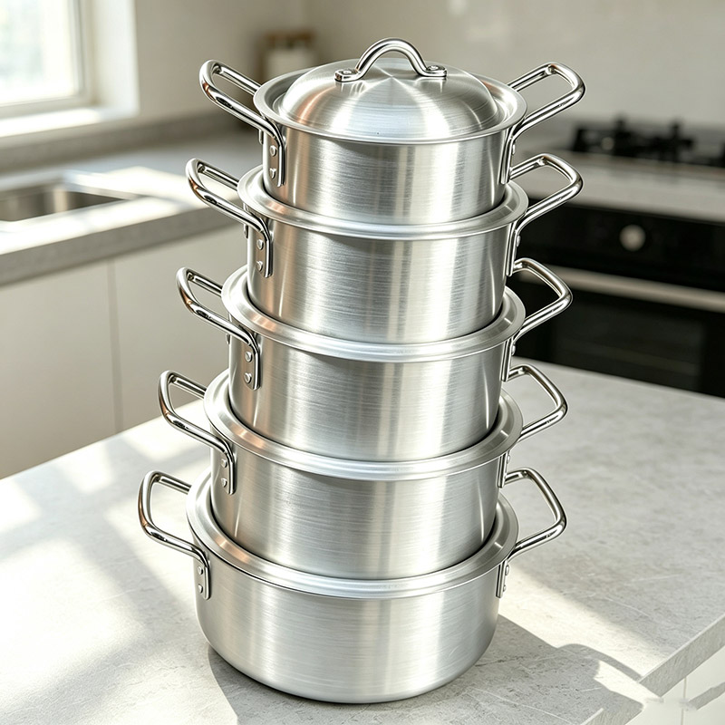 【On Sale】Set of 10PCS  Aluminum Non Stick Cookware Set Sufuria Set Nonstick Pots Soup Pot Milk Pot  Set (5PCS 18/20/22/24/26 CM Pots +5PCS Lids)