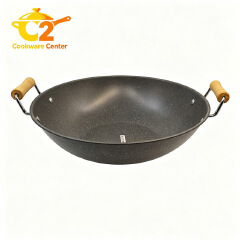 HotChef 1PC 30CM Non-stick Wooden Handle Thick Marble Coating Pan Iron Sufuria Professional Deep Pot TSEG019