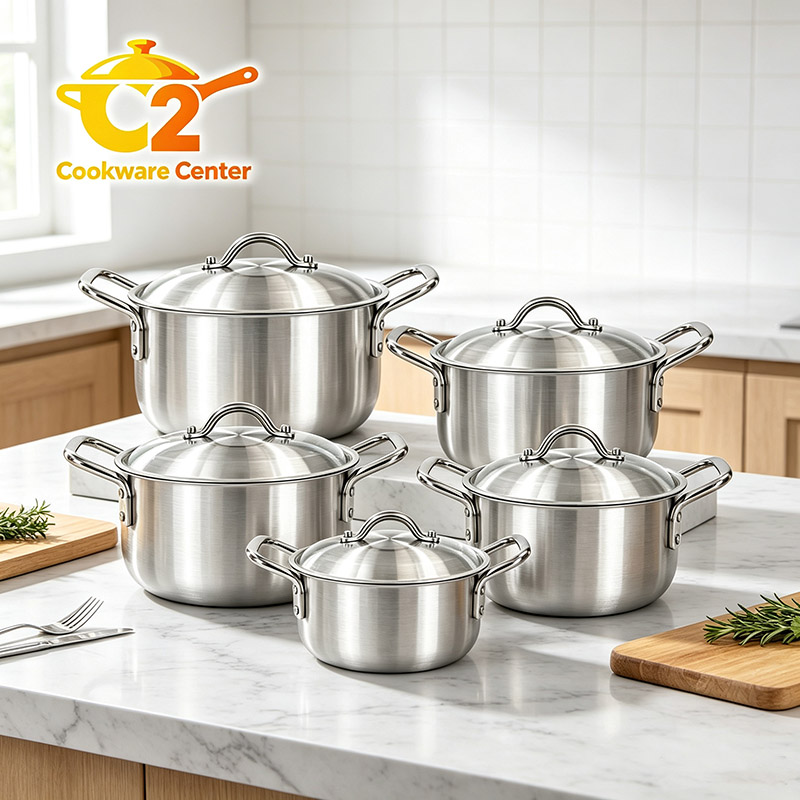 【On Sale】Set of 10PCS  Aluminum Non Stick Cookware Set Sufuria Set Nonstick Pots Soup Pot Milk Pot  Set (5PCS 18/20/22/24/26 CM Pots +5PCS Lids)