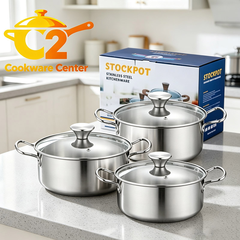 Set of 6PCS Non-stick Stainless Steel  Cookware Sets  Sufuria Set  Cooking Pot Set  Suitable for Various Stoves Such As Induction Cookers（3pcs 16CM+18CM+20CM Pots+3pcs Lids)