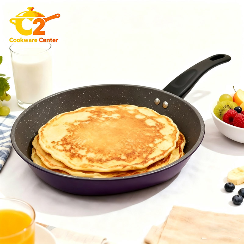 HotChef 1PC 22/24/26/28CM Non-stick Thick Marble Coating Pan Iron Sufuria Frying Pan Suitable for Induction Cookers TJG177