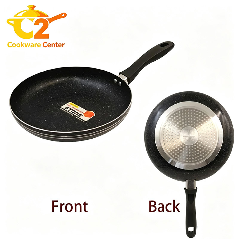 【On Sale】HotChef 1PC 22/24/26CM Non-stick Thick Marble Coating Pan Aluminum Sufuria Frying Pan Suitable for Induction Cookers LJG165