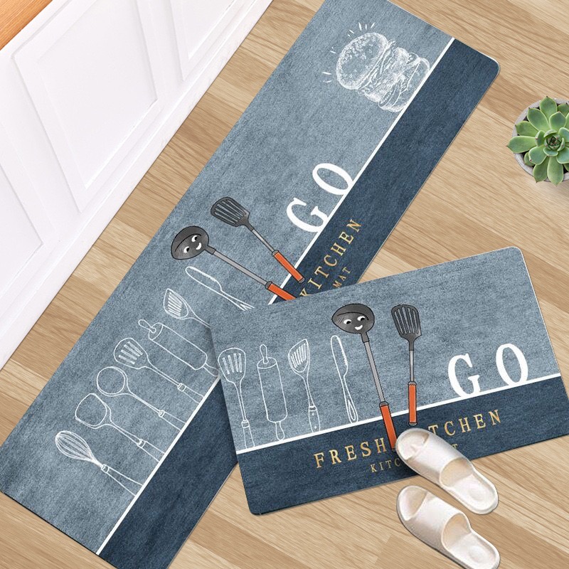 2PCS Set  Kitchen Rug Set Non Slip Kitchen Mat Rubber Bedroom Living Room Long Bedside Area Rug Doormat Runner Rug Set Floor Carpet Household Carpet Home Decor