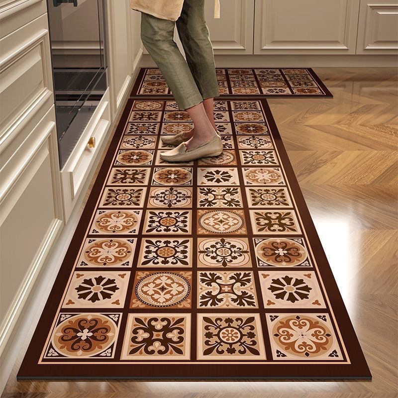 2PCS Set  Kitchen Rug Set Non Slip Kitchen Mat Rubber Bedroom Living Room Long Bedside Area Rug Doormat Runner Rug Set Floor Carpet Household Carpet Home Decor