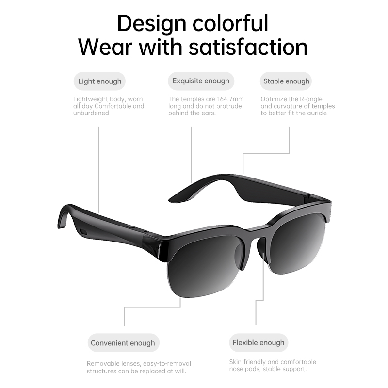 New Smart Glasses Ai Language Translator Two Way Noise Cancelling XG89 Bluetooth Smart Audio Glasses Headphones For Trip Business