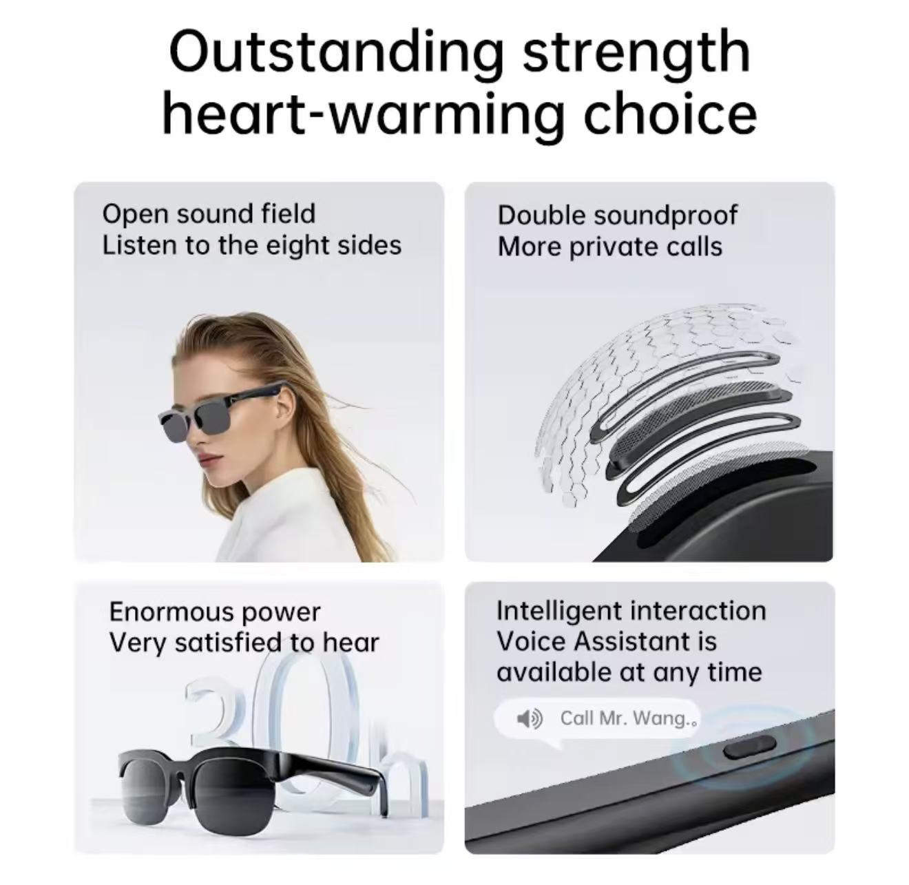 New Smart Glasses Ai Language Translator Two Way Noise Cancelling XG89 Bluetooth Smart Audio Glasses Headphones For Trip Business