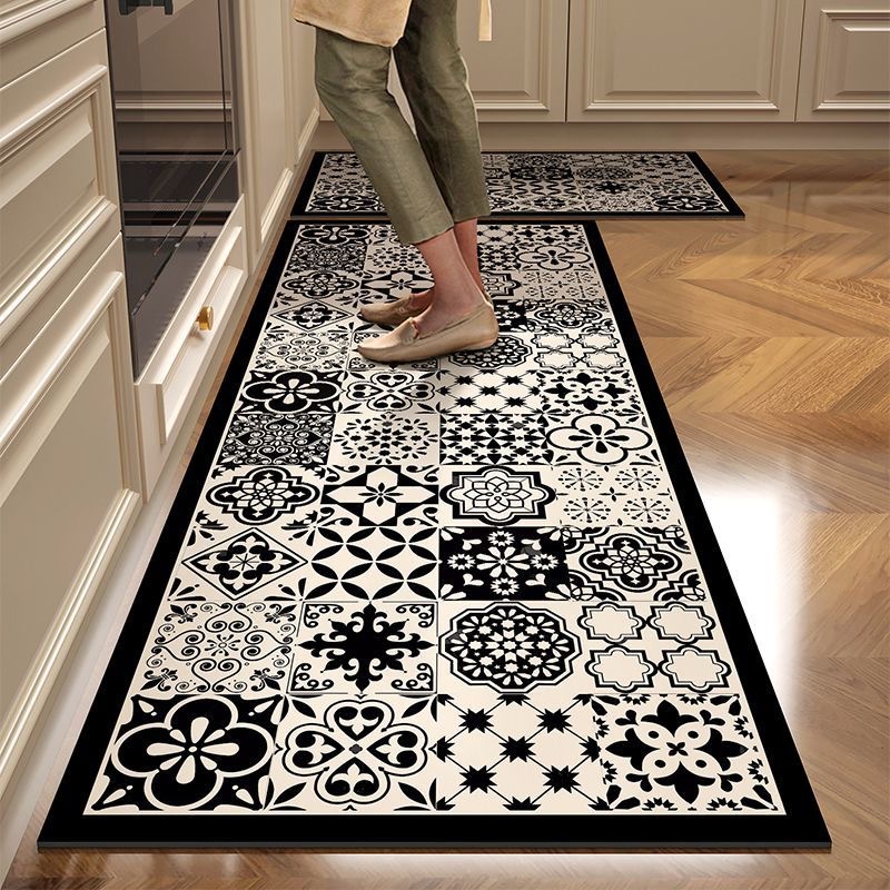 2PCS Set  Kitchen Rug Set Non Slip Kitchen Mat Rubber Bedroom Living Room Long Bedside Area Rug Doormat Runner Rug Set Floor Carpet Household Carpet Home Decor