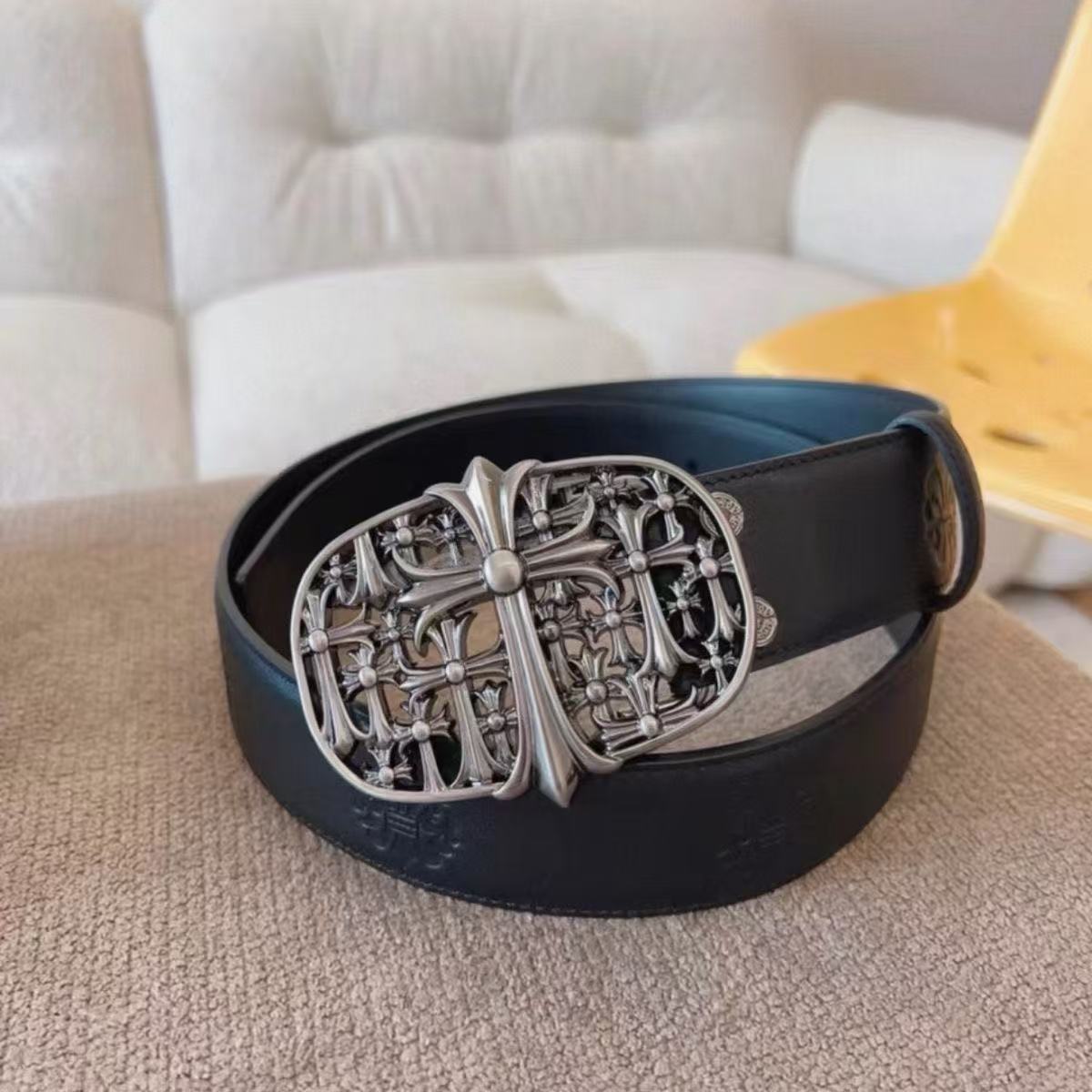 New Genuine Leather Belts Trendy Chrome Heart Belt Retro Jeans Belts Pure Leather Belt for Men Hip Hop Gift
