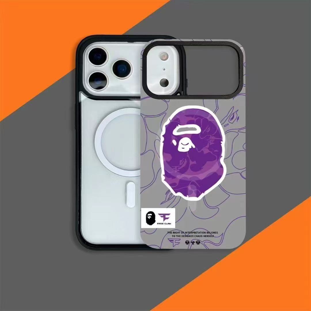 New Magnetic Phone Case Bape Fashion Phone Covers For iPhone 17Pro Max iPhone 16pro max iPhone 15 Wireless Charging Case
