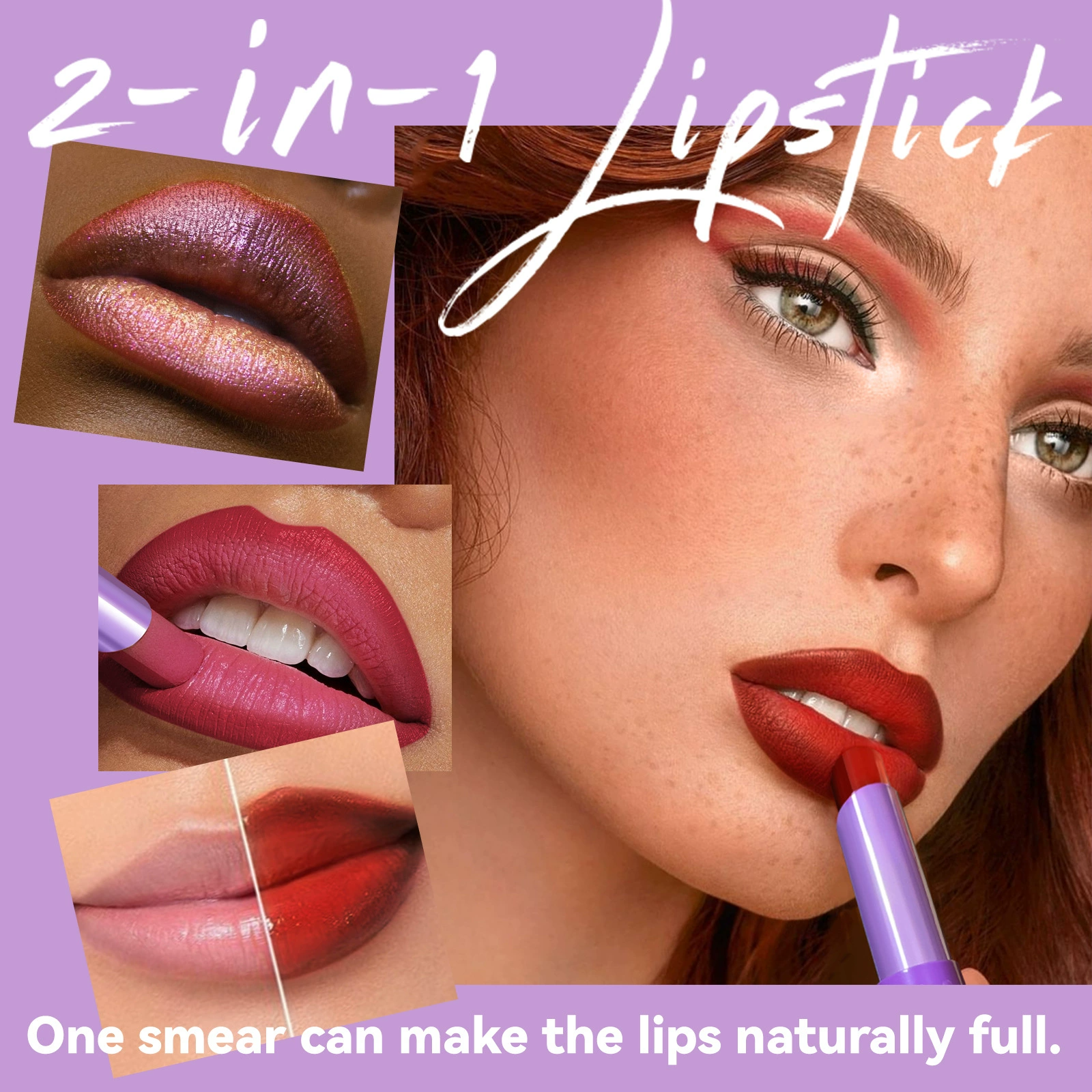 4PCS Dual Color Lipstick Set Matte Pearl Lip Liner Long Lasting Moisturizing Lipstick for Bite Lip Makeup
