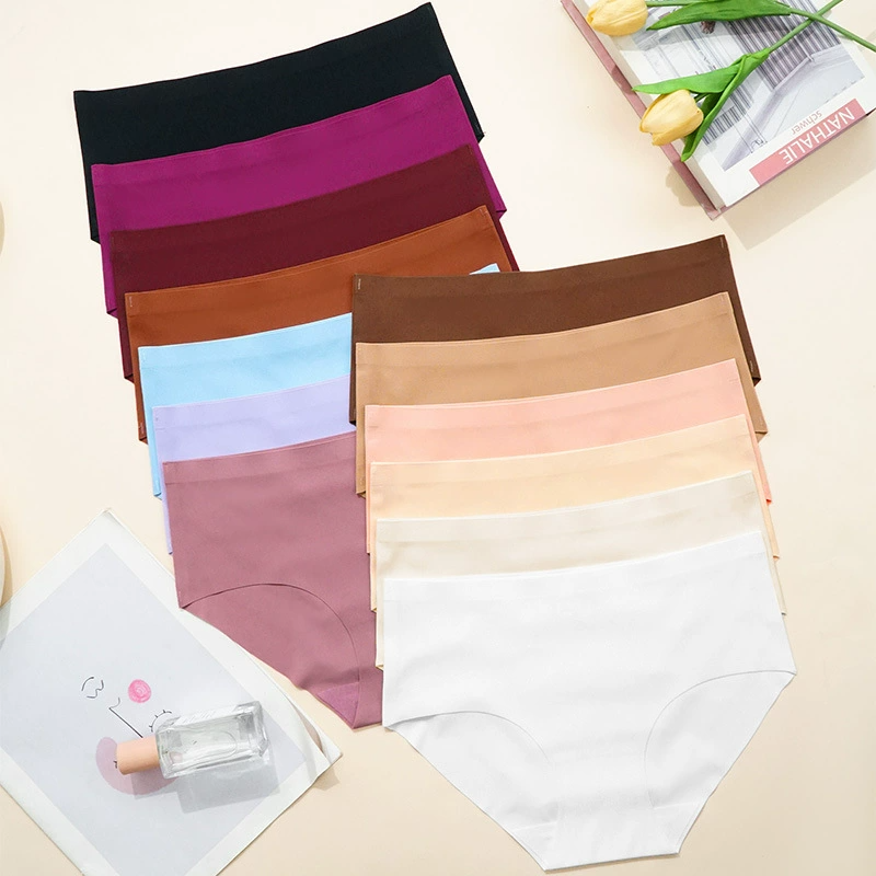 5Pcs Ice Silk Seamless Women’s Panties Low-Rise Briefs for Yoga, Fitness Breathable Underwear Women Clothes Sports Briefs Lingerie Women's Clothing Seamless Panties