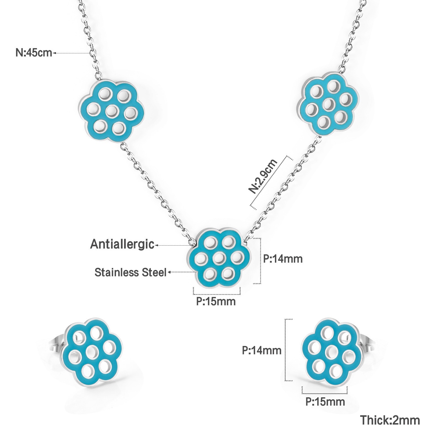 2Pcs Women Jewelry Sets Girlies Fashion Accessories Earrings and Necklace Daisy Flower Jewelry Set for Women Stainless Steel Necklace & Earrings Sweet Floral Pendant Tik Tok Trending